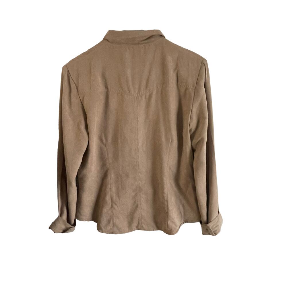 Aziza Vintage Size Large Faux Suede Tan Shacket Button Up Jacket - Picture 4 of 8